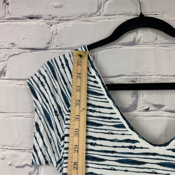 Pact NEW Tie-Dye Stripe Fit & Flare Dress Large Back Detail White Organic Cotton - Picture 10 of 11